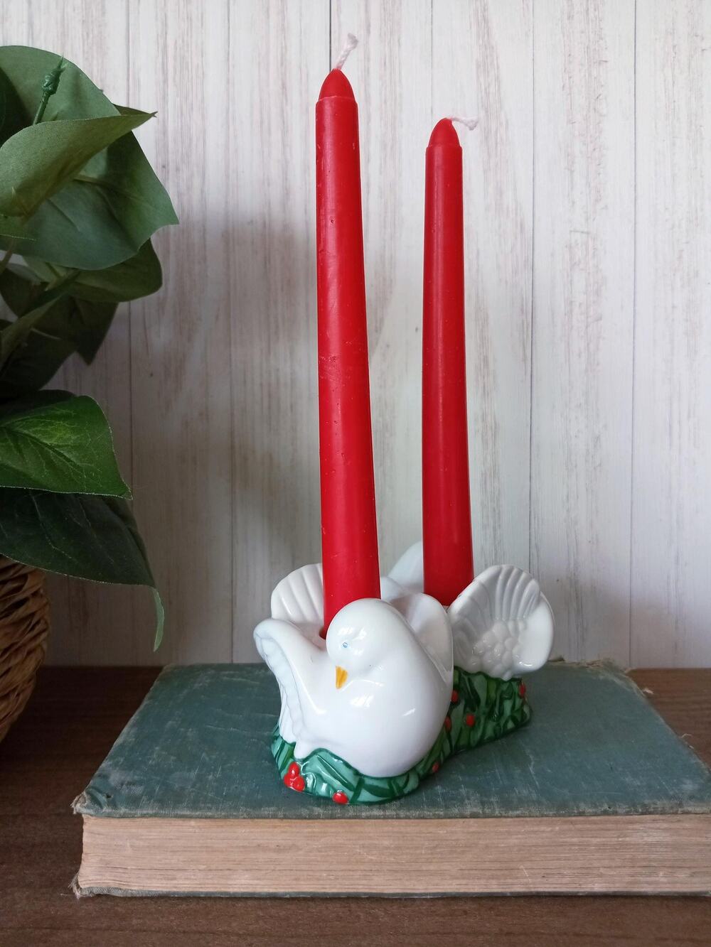 Vintage Christmas Dove Double Candleholder from Avon